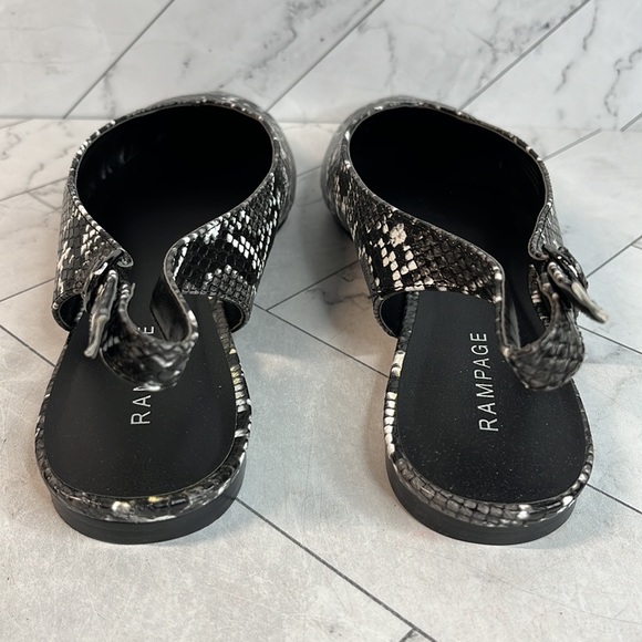 NWT Rampage Womens Blaine Black & White Snakeskin Slingback Flat Shoes Size 9 - Picture 5 of 10
